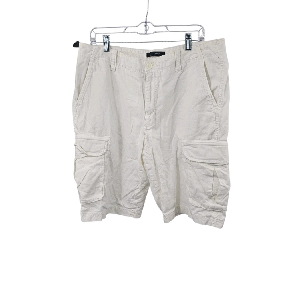 Marc Anthony Linen Blend Cargo Shorts Men's Size 36 Off-White Cream